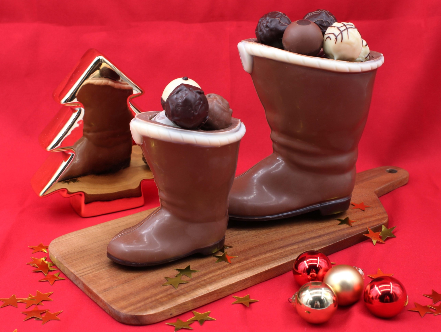 Nikolausstiefel aus Schokolade - mit und ohne Pralinen