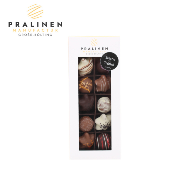 Sterne und Trüffel Kollektion, große Pralinenschachtel, Weihnachtspralinen