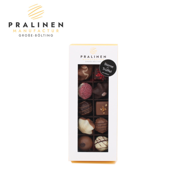 Sterne und Trüffel Kollektion, große Pralinenschachtel, Weihnachtspralinen