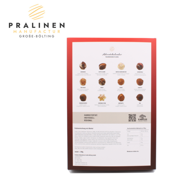 Pralinen Adventskalender mit Alkohol, Schokoladen Adventskalender, Adventskalender Geschenk, Besonderer Adventskalender